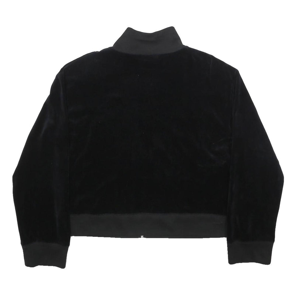 REEBOK Womens Black Jacket UK 16 Cotton Blend Zip Plain Casual Sportswear