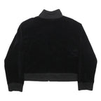 REEBOK Womens Black Jacket UK 16 Cotton Blend Zip Plain Casual Sportswear