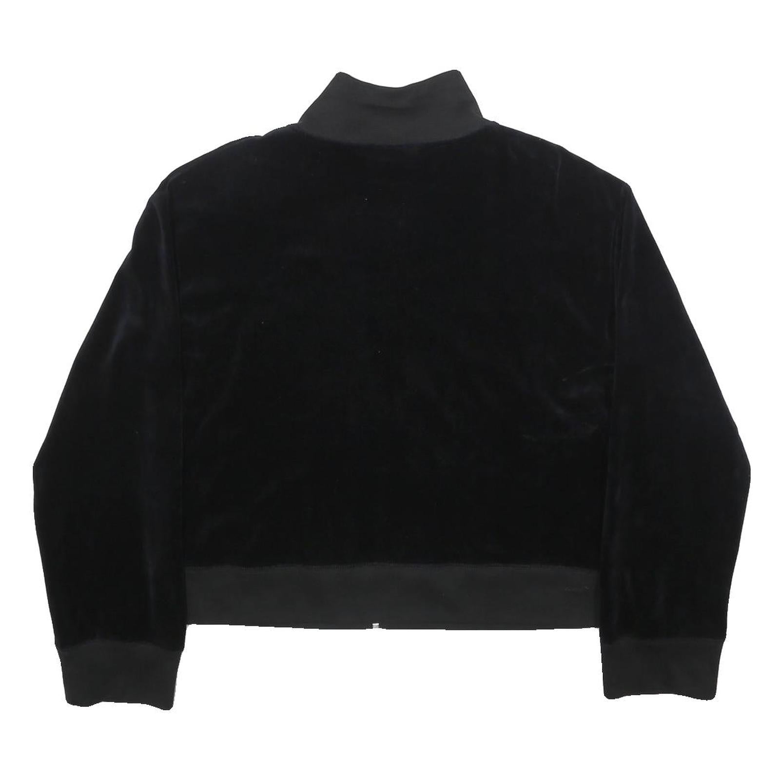 REEBOK Womens Black Jacket UK 16 Cotton Blend Zip Plain Casual Sportswear