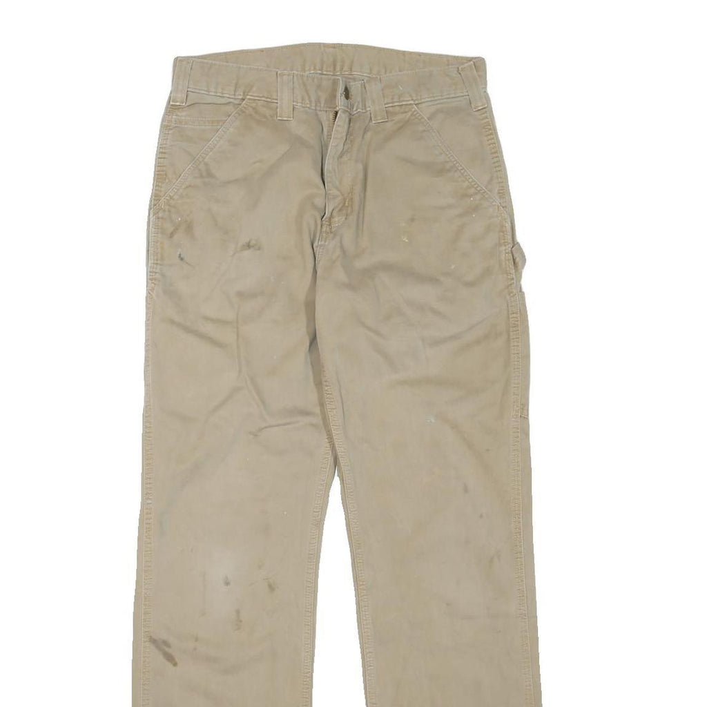 CARHARTT Mens Cotton Blend Beige Regular Straight Trousers W32 L32 Workwear
