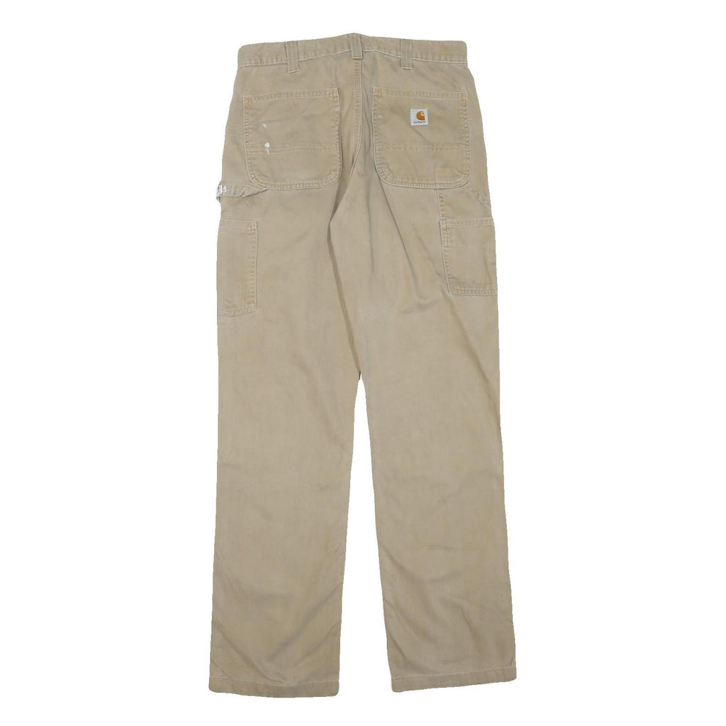 CARHARTT Mens Cotton Blend Beige Regular Straight Trousers W32 L32 Workwear