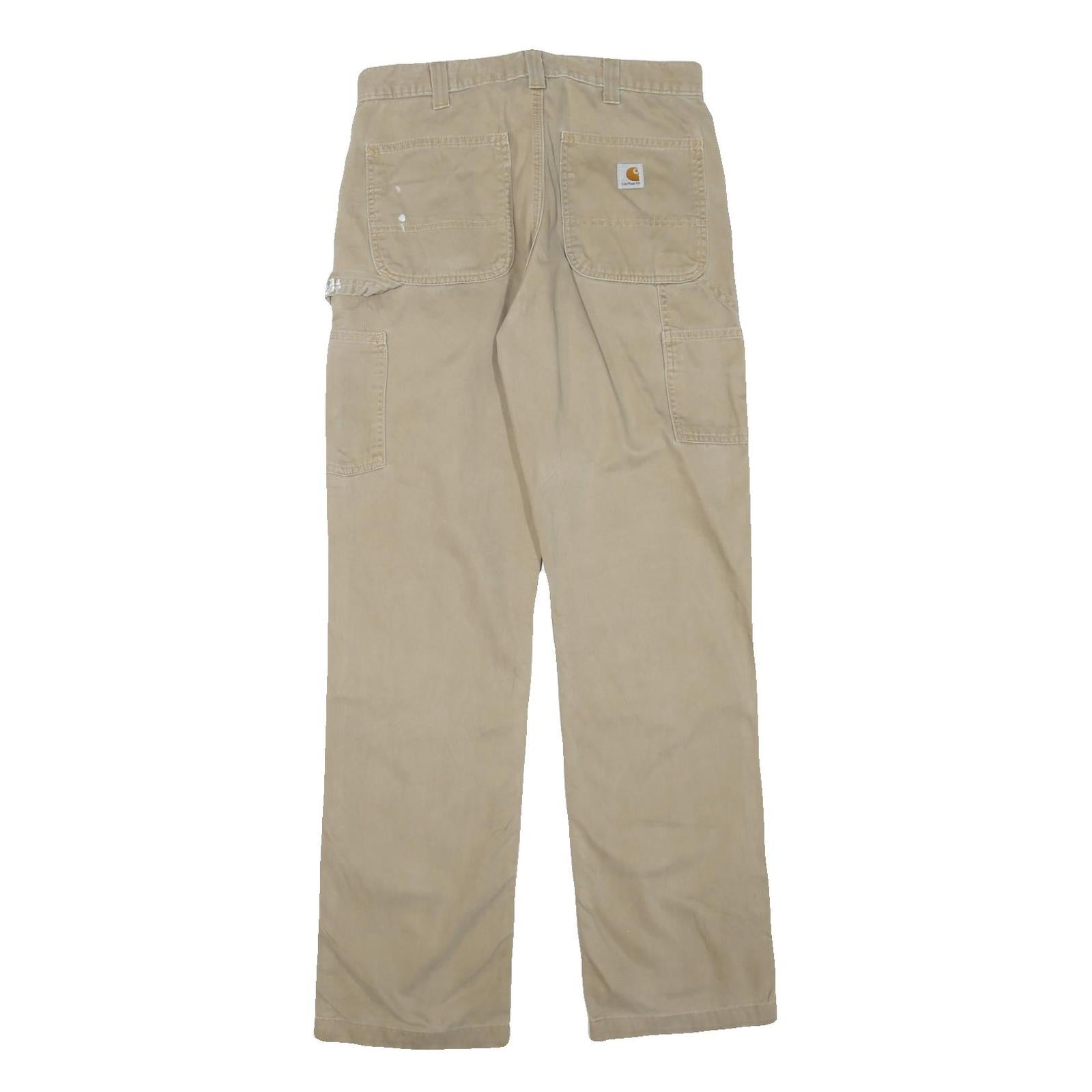 CARHARTT Mens Cotton Blend Beige Regular Straight Trousers W32 L32 Workwear