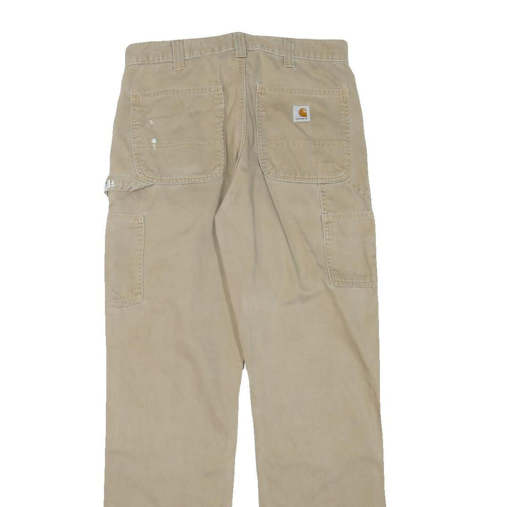 CARHARTT Mens Cotton Blend Beige Regular Straight Trousers W32 L32 Workwear