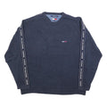 TOMMY JEANS Mens Navy Blue Patterned Crew Neck Basic Knit XL Logo Tape Jumper