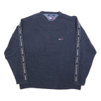 TOMMY JEANS Mens Navy Blue Patterned Crew Neck Basic Knit XL Logo Tape Jumper