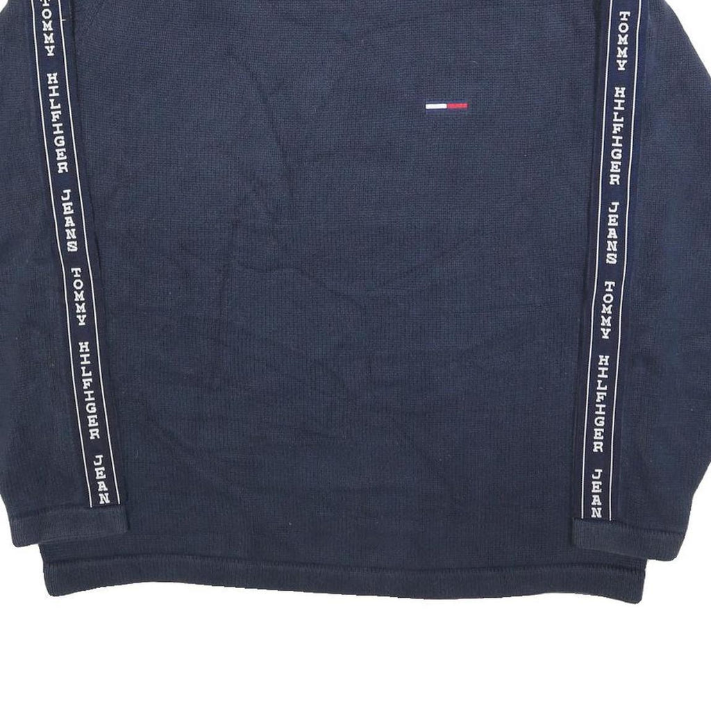 TOMMY JEANS Mens Navy Blue Patterned Crew Neck Basic Knit XL Logo Tape Jumper