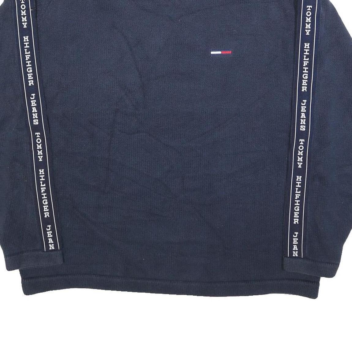 TOMMY JEANS Mens Navy Blue Patterned Crew Neck Basic Knit XL Logo Tape Jumper