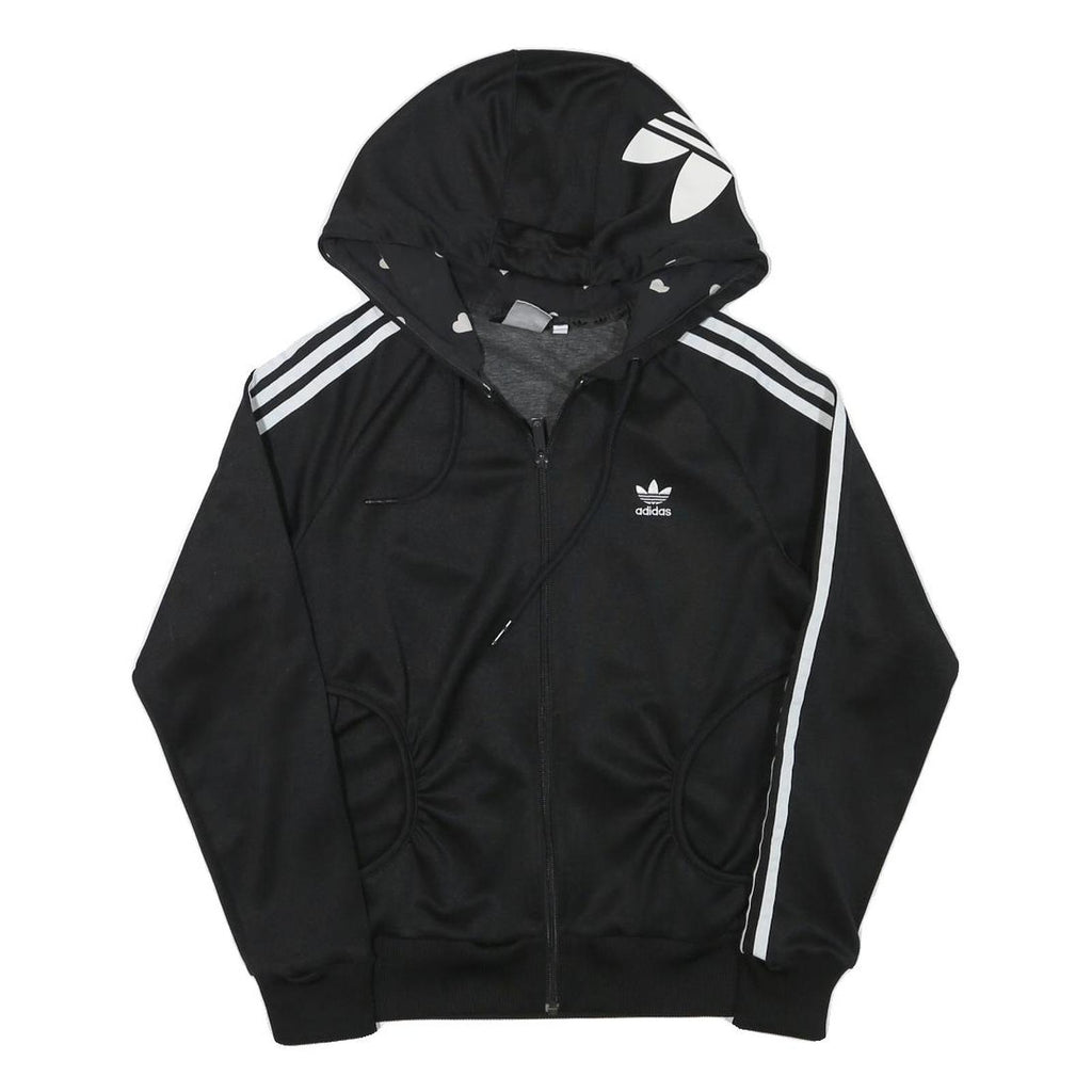 ADIDAS Womens Black Full Zip Hoodie XS Classic Trefoil Logo Sweatshirt