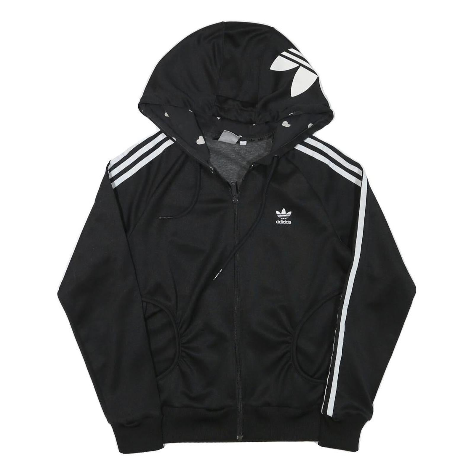 ADIDAS Womens Black Full Zip Hoodie XS Classic Trefoil Logo Sweatshirt