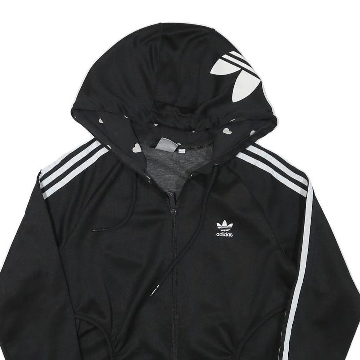 ADIDAS Womens Black Full Zip Hoodie XS Classic Trefoil Logo Sweatshirt