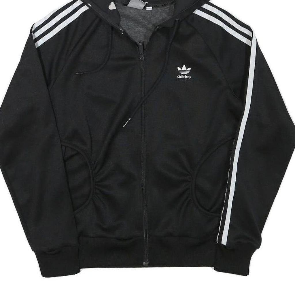 ADIDAS Womens Black Full Zip Hoodie XS Classic Trefoil Logo Sweatshirt
