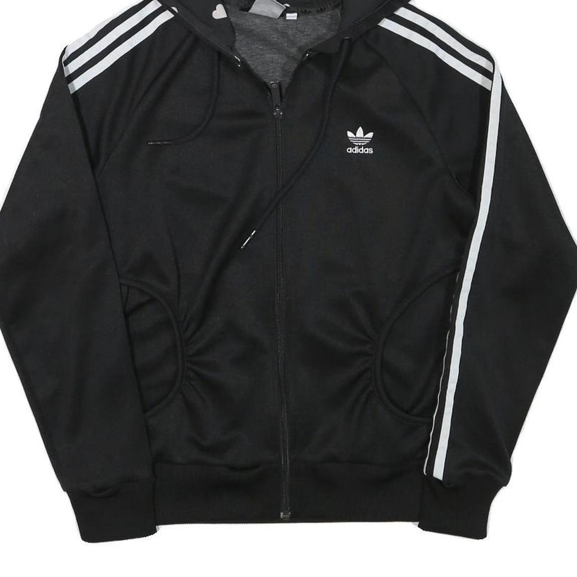 ADIDAS Womens Black Full Zip Hoodie XS Classic Trefoil Logo Sweatshirt