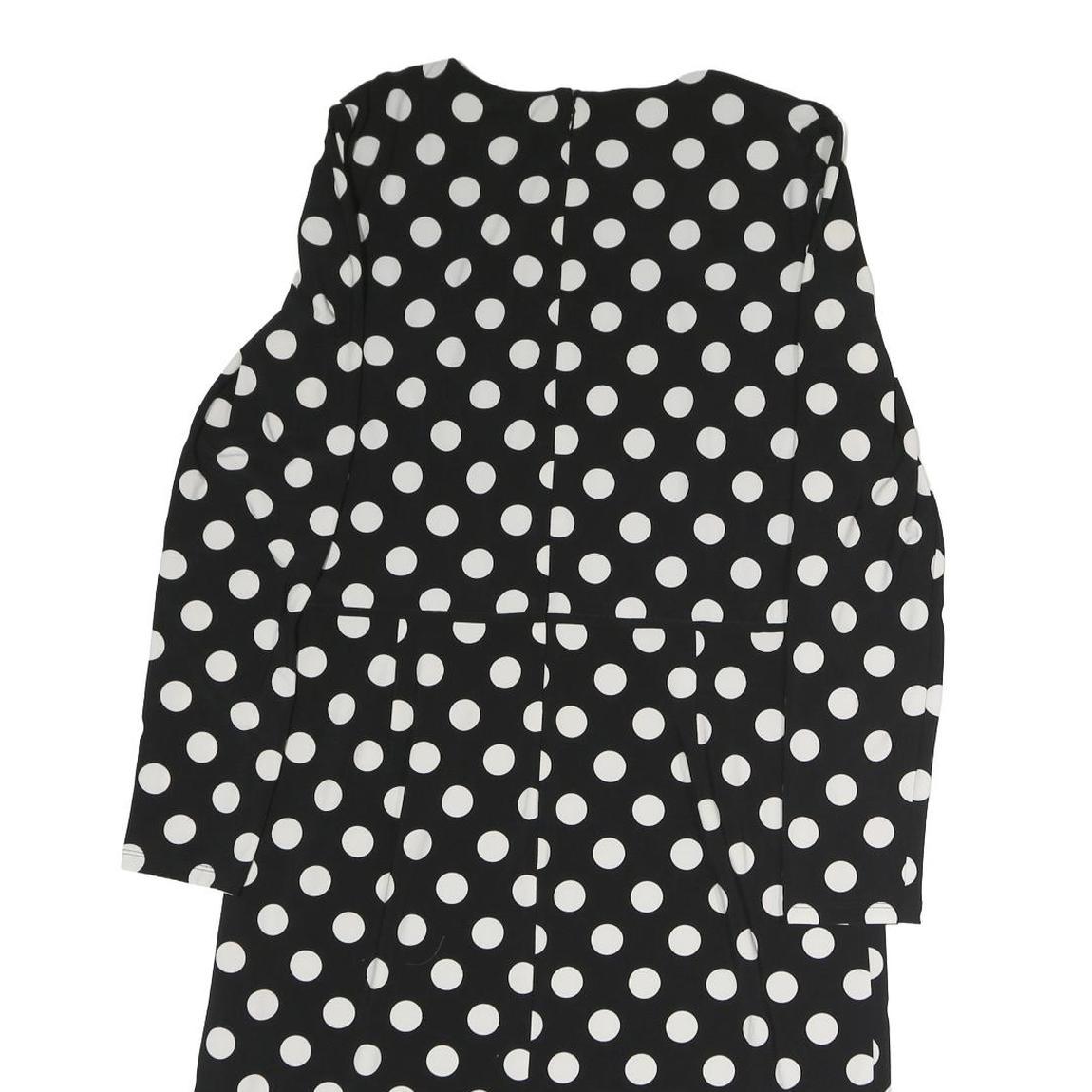 LAUREN RALPH LAUREN Womens Black & White Polka Dot Day Dress Polyester Long
