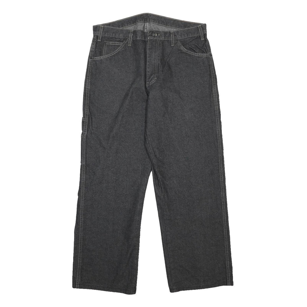 DICKIES Mens Jeans Black Relaxed Straight Denim Medium W34 L29 Workwear Utility