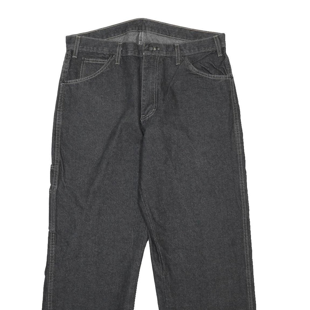 DICKIES Mens Jeans Black Relaxed Straight Denim Medium W34 L29 Workwear Utility