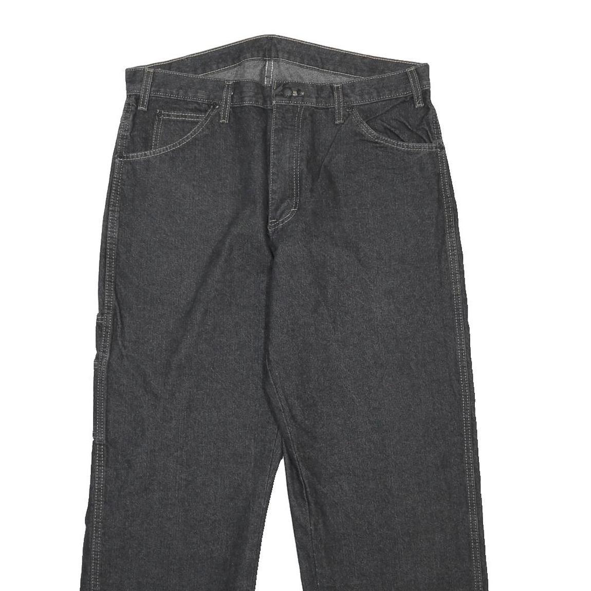 DICKIES Mens Jeans Black Relaxed Straight Denim Medium W34 L29 Workwear Utility