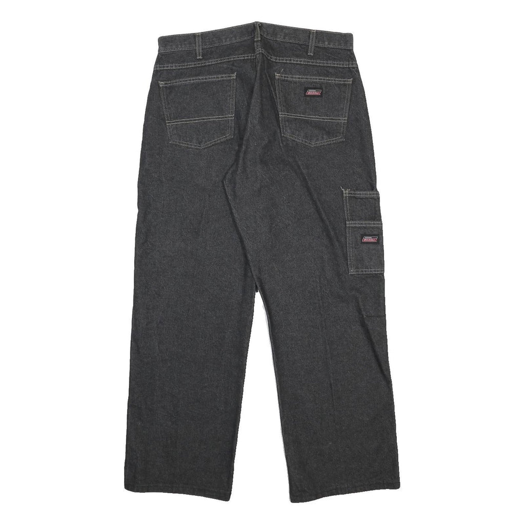 DICKIES Mens Jeans Black Relaxed Straight Denim Medium W34 L29 Workwear Utility