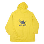 Mens Yellow Button Jacket L Polyester Plain Casual Hooded Raincoat Bright