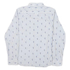 G-STAR Mens Blue Shirt M Cotton Blend Printed Casual Long Sleeve Button