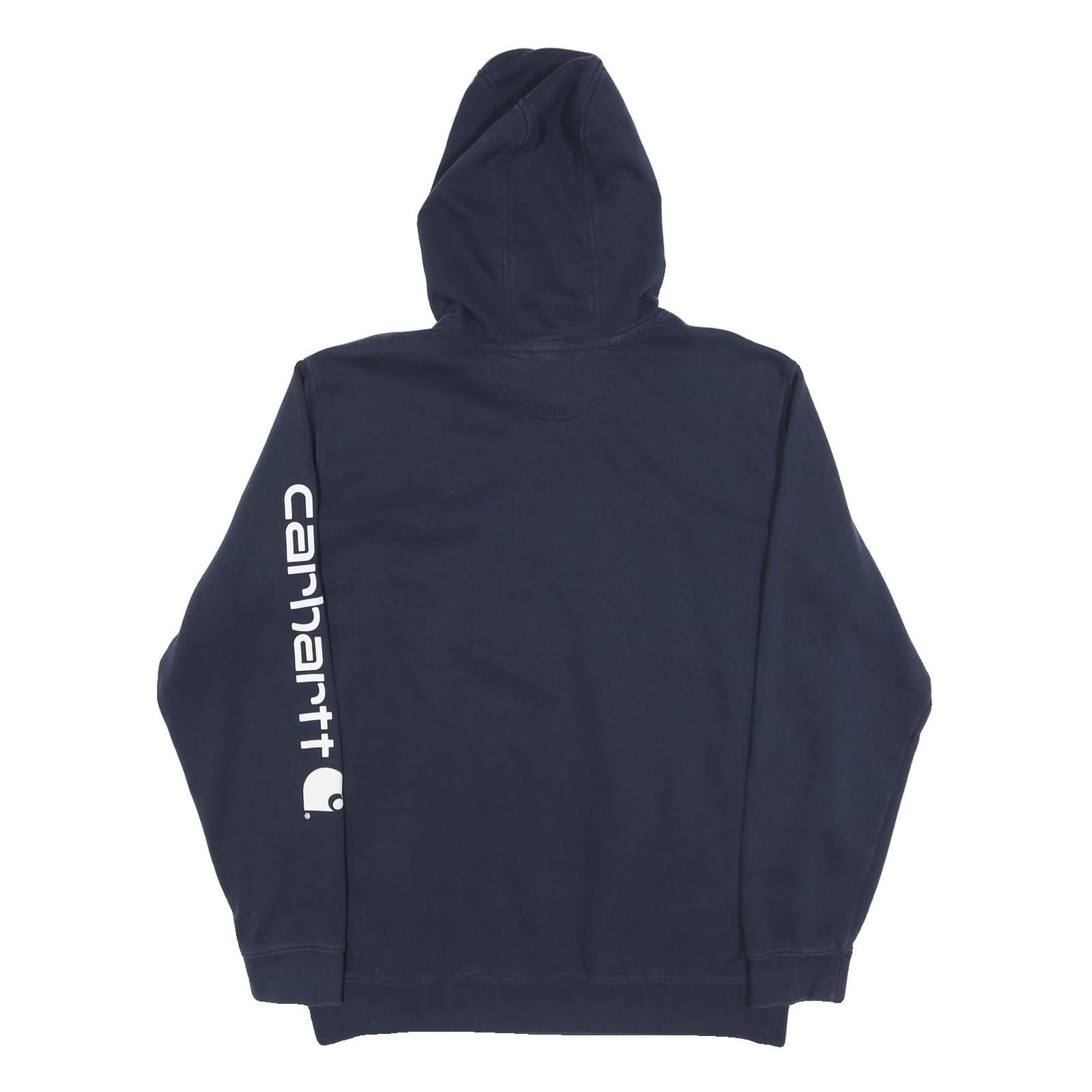 CARHARTT Mens Navy Blue Hoodie L Cotton Blend Casual Pullover Sweatshirt