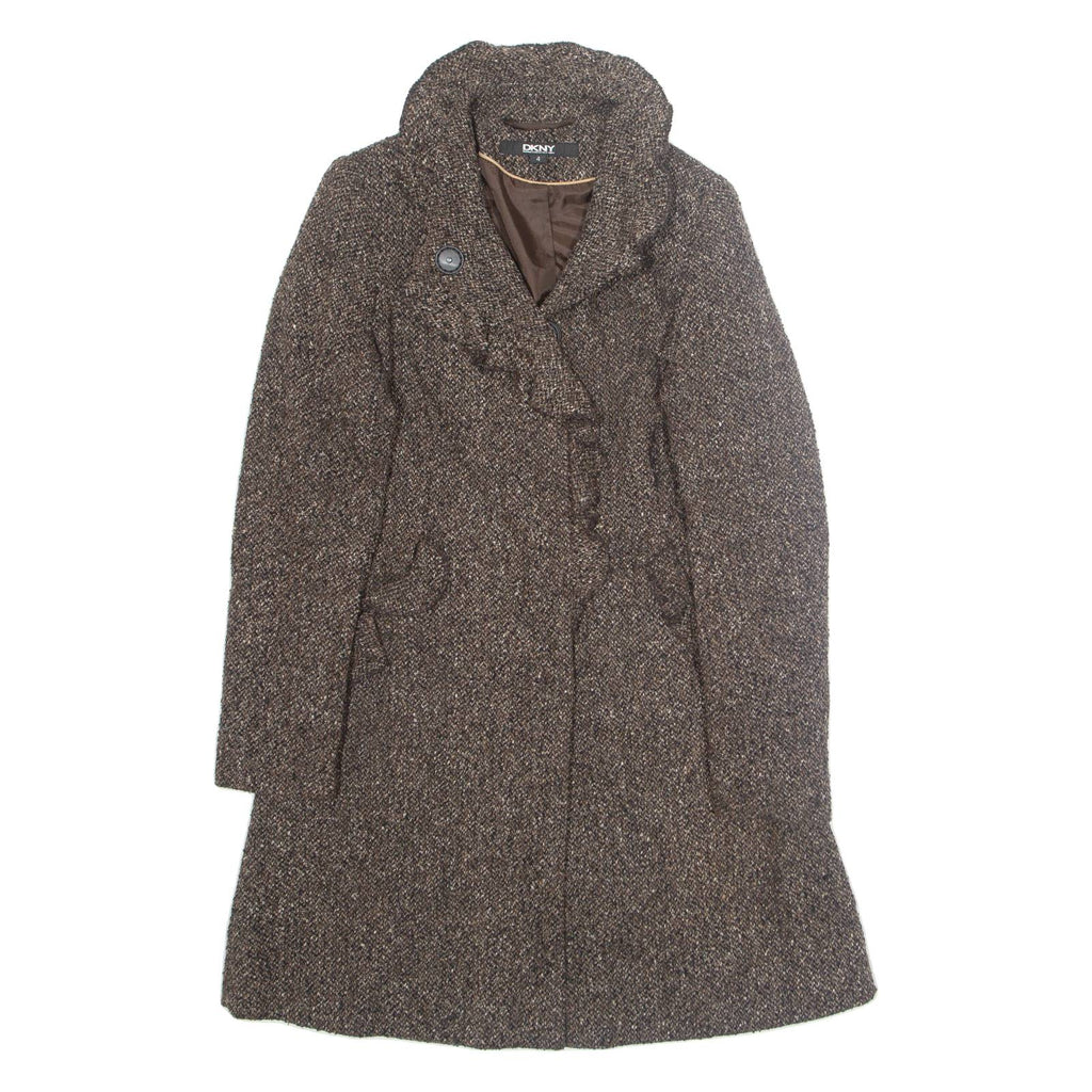 DKNY Womens Overcoat Jacket Brown Wool M