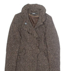 DKNY Womens Overcoat Jacket Brown Wool M