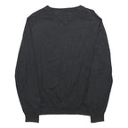TOMMY HILFIGER Mens Grey Plain Cotton Blend Jumper Crew Neck Basic Knit M Casual