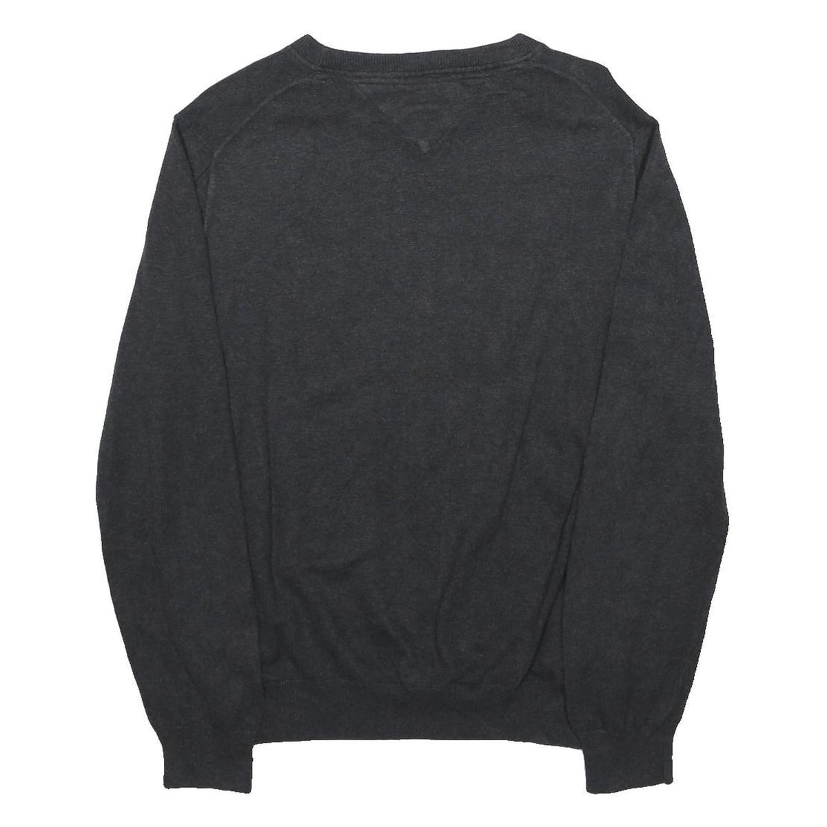 TOMMY HILFIGER Mens Grey Plain Cotton Blend Jumper Crew Neck Basic Knit M Casual