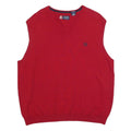 CHAPS Mens Red Jumper V-Neck Basic Knit XL Cotton Sleeveless Classic Style