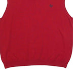 CHAPS Mens Red Jumper V-Neck Basic Knit XL Cotton Sleeveless Classic Style