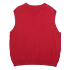 CHAPS Mens Red Jumper V-Neck Basic Knit XL Cotton Sleeveless Classic Style