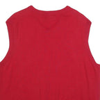 CHAPS Mens Red Jumper V-Neck Basic Knit XL Cotton Sleeveless Classic Style