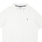 NAUTICA Mens White Polo Shirt L Slim Fit Cotton Blend Classic Summer Wear