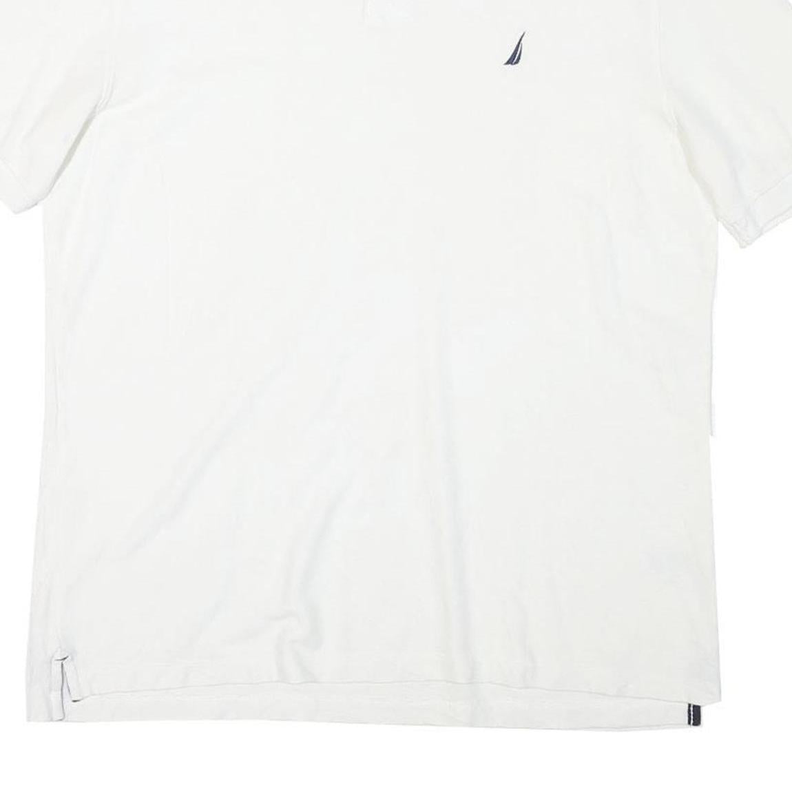 NAUTICA Mens White Polo Shirt L Slim Fit Cotton Blend Classic Summer Wear