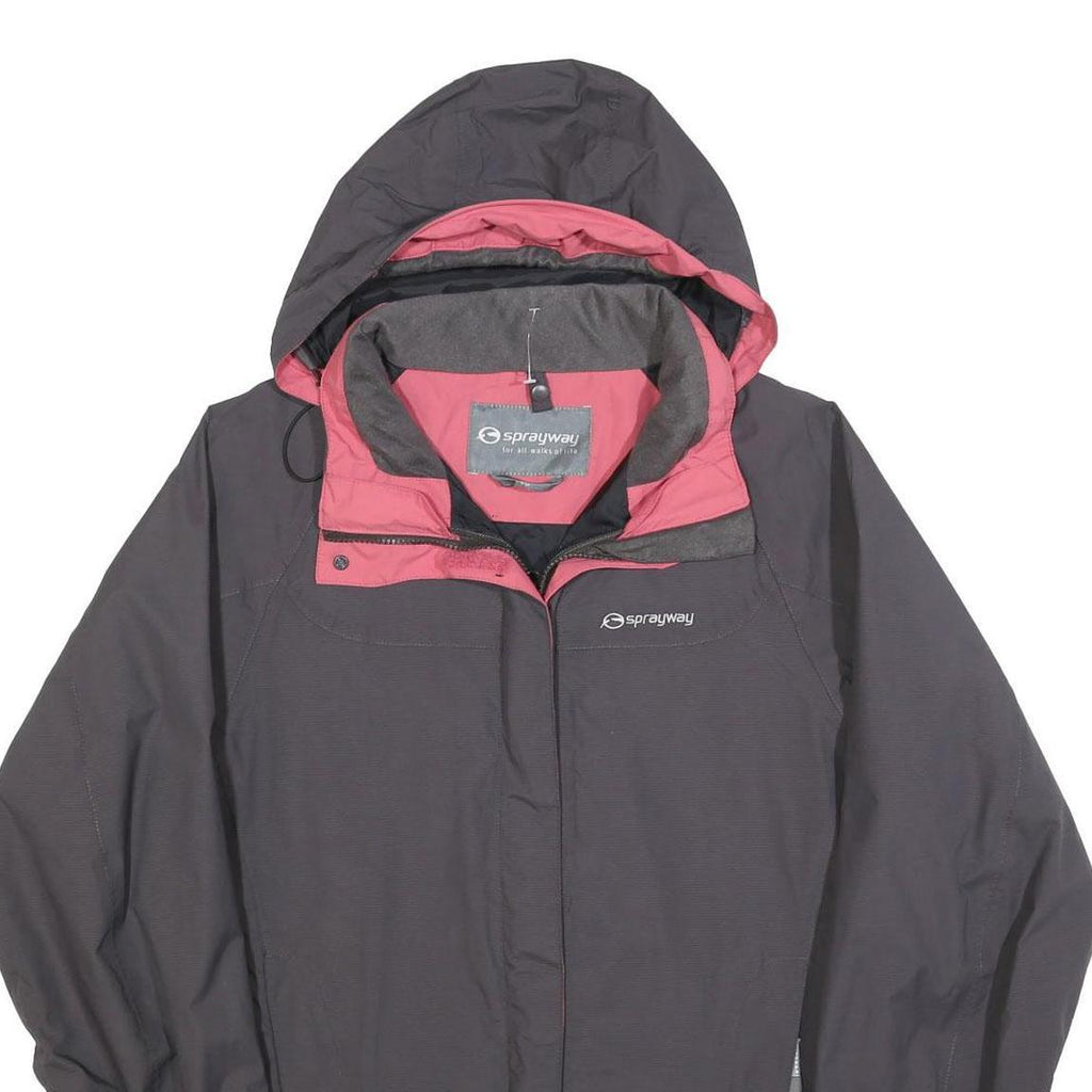 SPRAYWAY Womens Grey & Pink Outdoor Jacket L Polyester Zip Hooded Plain