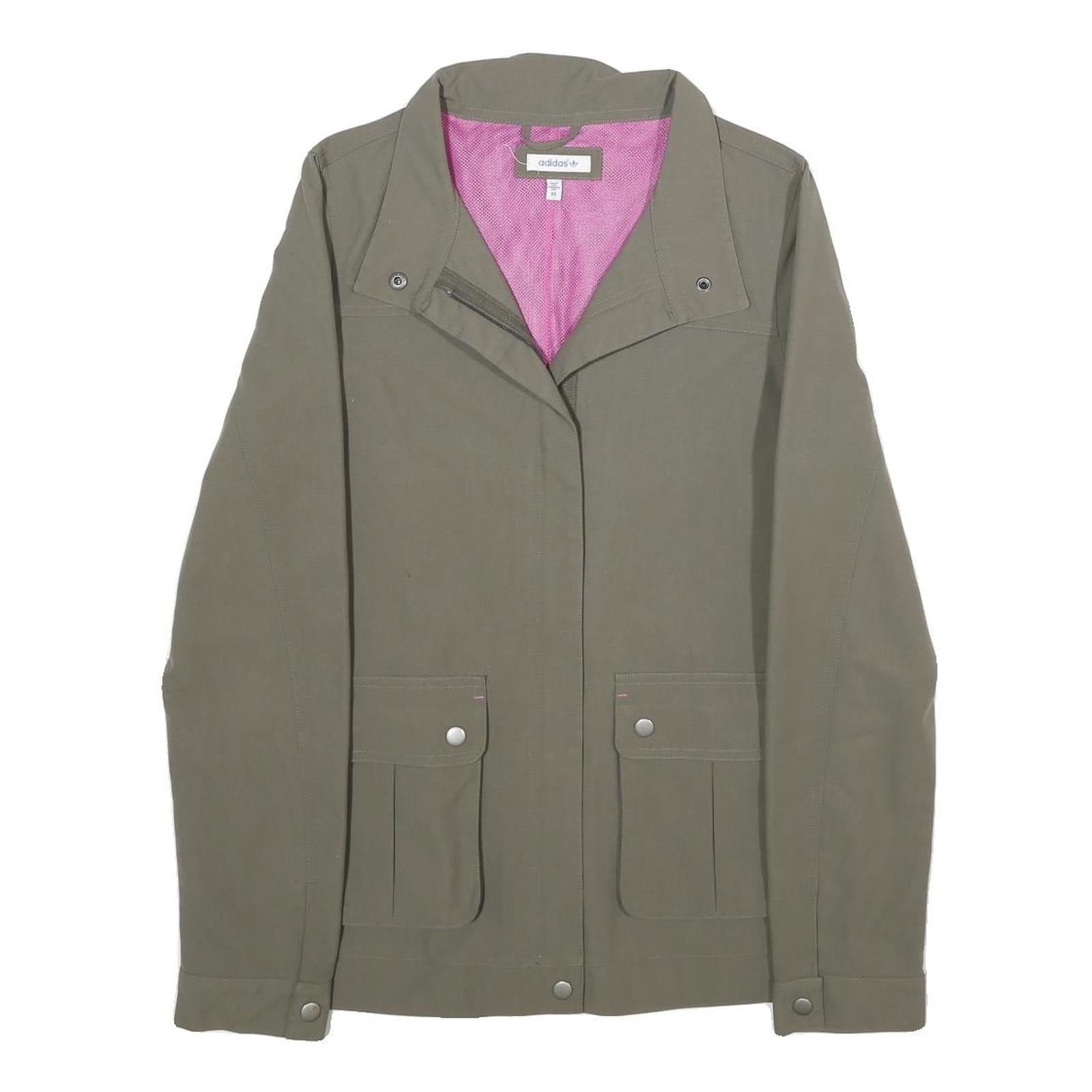 ADIDAS Womens Green Slim Jacket XS Polyamide Plain Lightweight Pink Detail