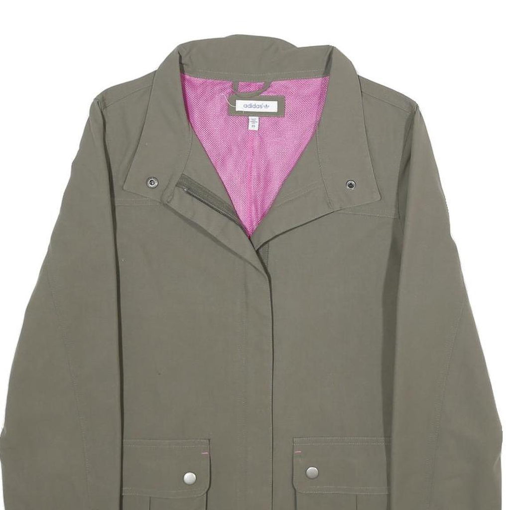 ADIDAS Womens Green Slim Jacket XS Polyamide Plain Lightweight Pink Detail