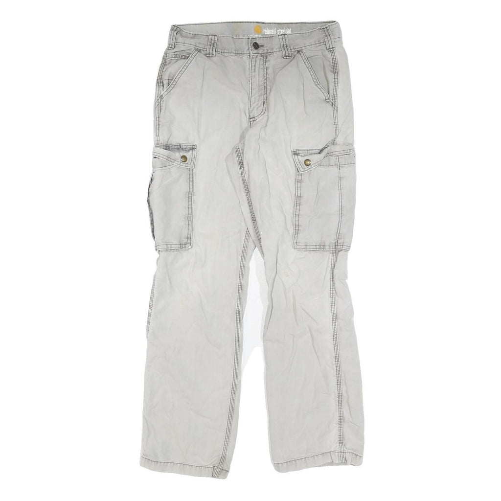 CARHARTT Mens Cotton Beige Regular Straight Leg Trousers W30 L32 Casual Workwear