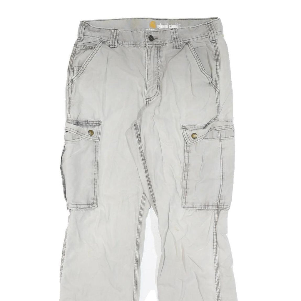 CARHARTT Mens Cotton Beige Regular Straight Leg Trousers W30 L32 Casual Workwear