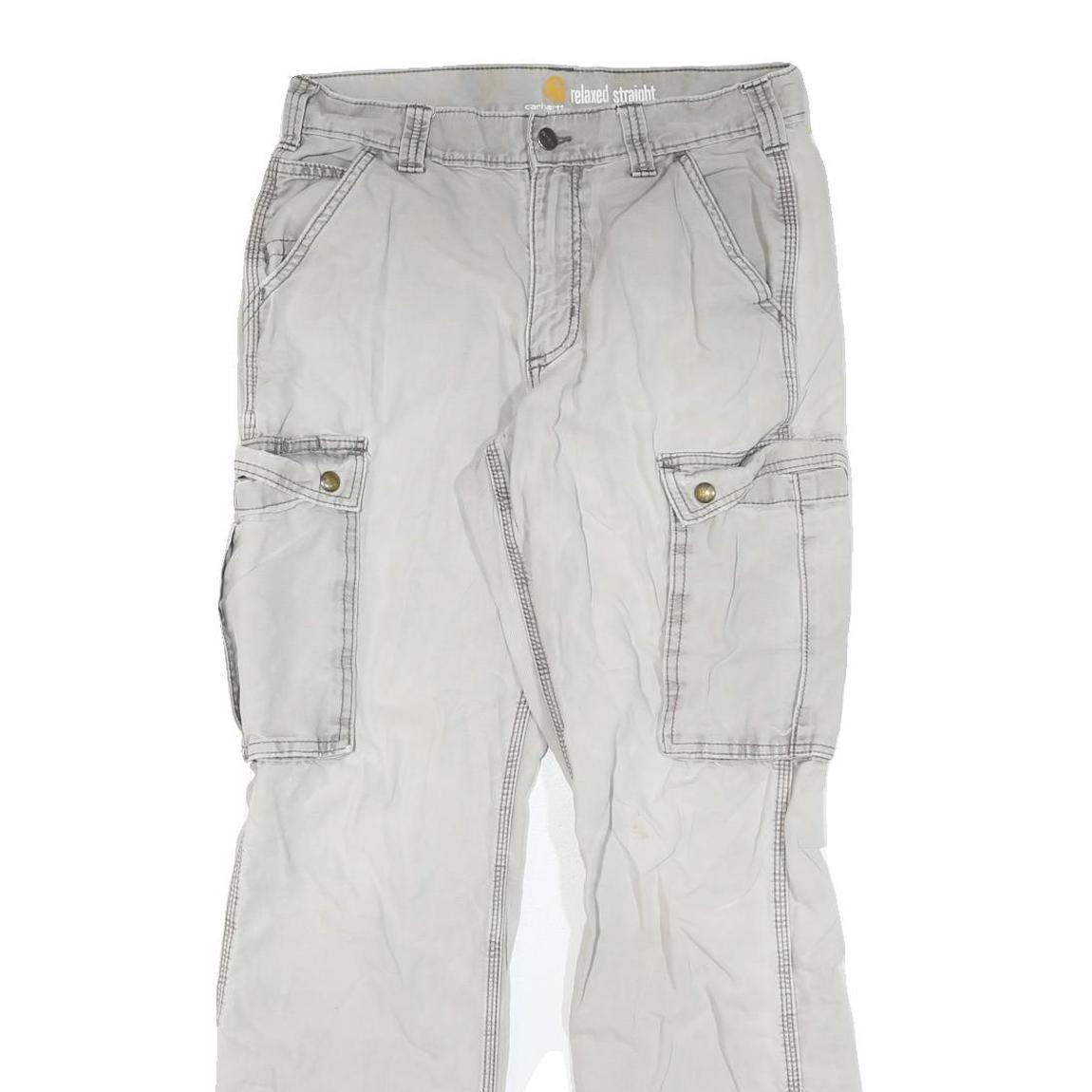 CARHARTT Mens Cotton Beige Regular Straight Leg Trousers W30 L32 Casual Workwear