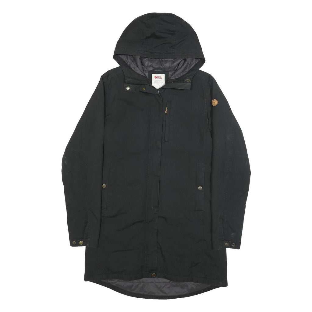 FJALLRAVEN Womens Black Hooded Jacket S Woven Zip Outdoor Casual