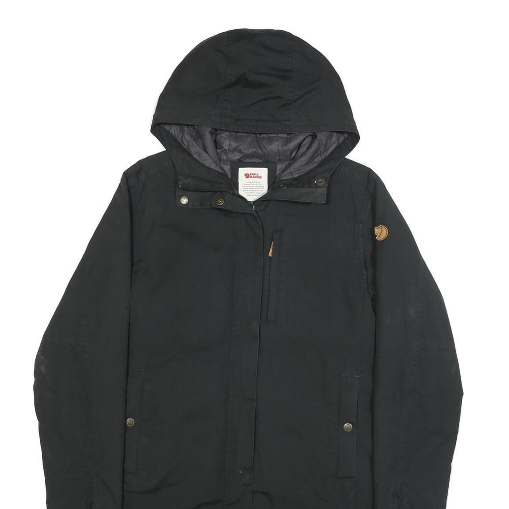 FJALLRAVEN Womens Black Hooded Jacket S Woven Zip Outdoor Casual