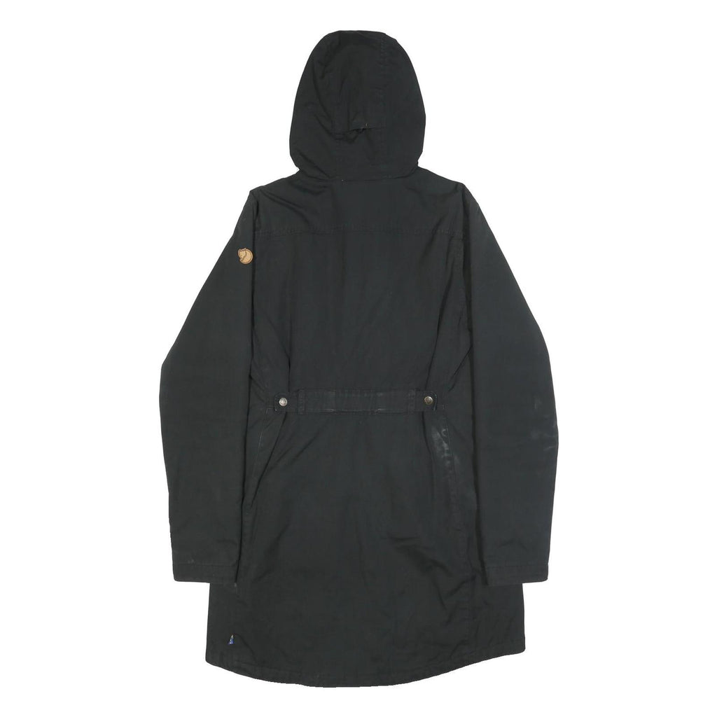 FJALLRAVEN Womens Black Hooded Jacket S Woven Zip Outdoor Casual