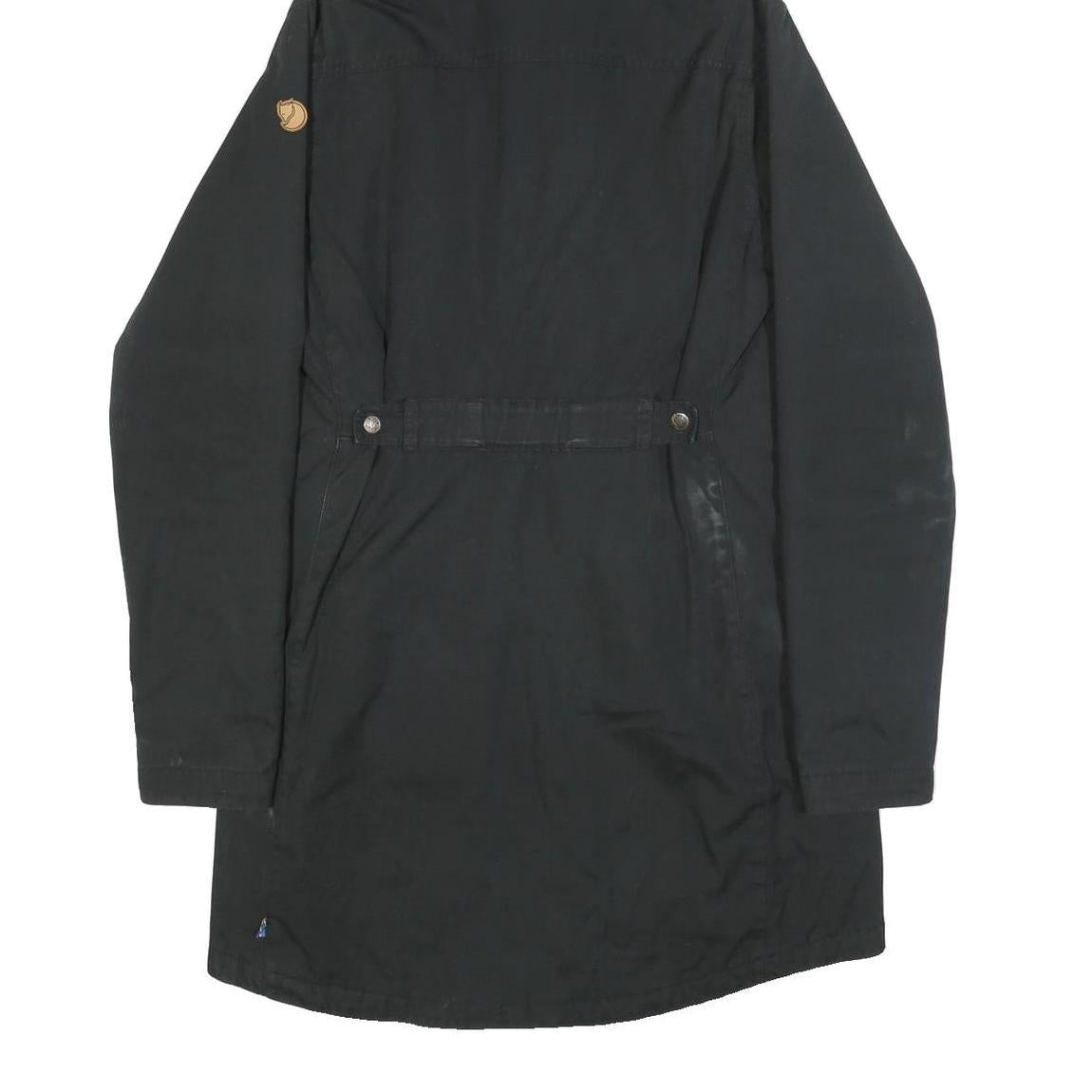 FJALLRAVEN Womens Black Hooded Jacket S Woven Zip Outdoor Casual