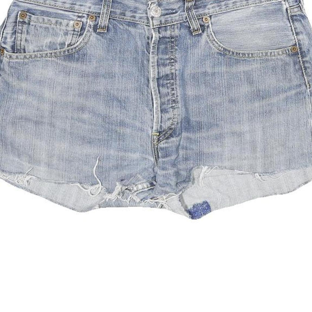 LEVI'S Womens Denim Blue Cotton Casual Shorts L W33 Frayed Hem 501 Vintage Fit