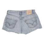 LEVI'S Womens Denim Blue Cotton Casual Shorts L W33 Frayed Hem 501 Vintage Fit