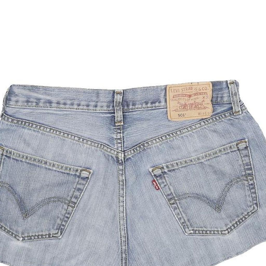LEVI'S Womens Denim Blue Cotton Casual Shorts L W33 Frayed Hem 501 Vintage Fit