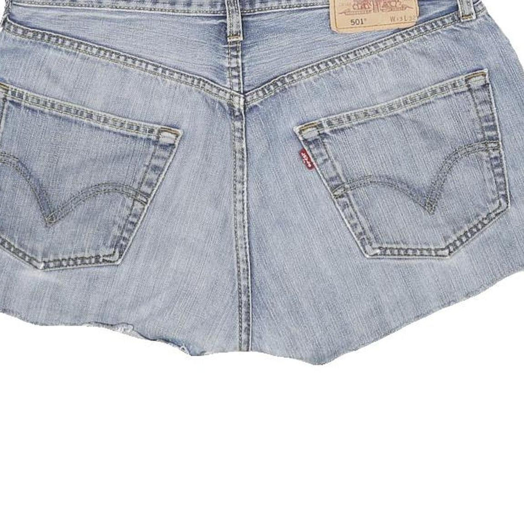 LEVI'S Womens Denim Blue Cotton Casual Shorts L W33 Frayed Hem 501 Vintage Fit