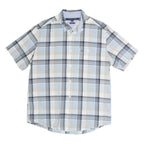 TOMMY HILFIGER Mens Blue & Grey Check Shirt M Classic Fit Casual Button-Down