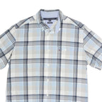 TOMMY HILFIGER Mens Blue & Grey Check Shirt M Classic Fit Casual Button-Down